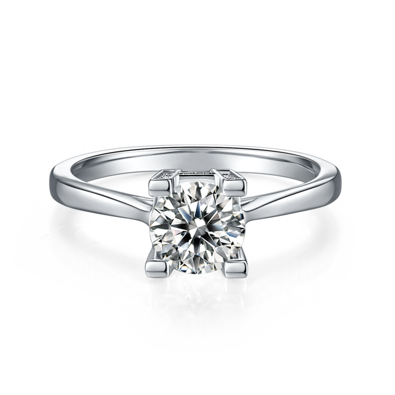 直臂V镶HWLetter字母S925银镀白金MoissaniteWomen's Ring1ctD级